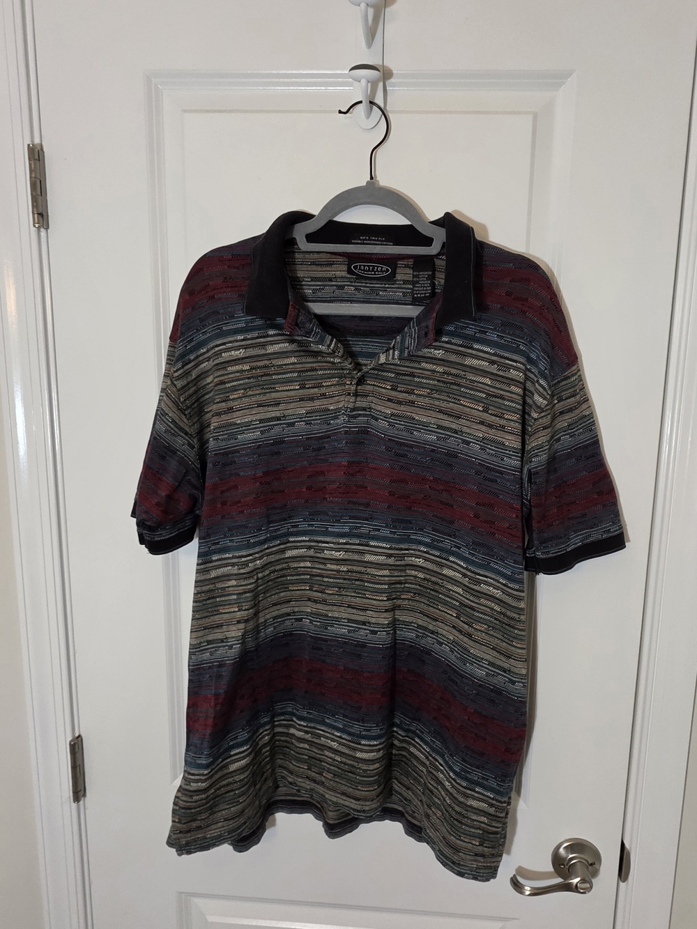 Vintage 90s Jantzen Men's Premier Golf Striped Polo Shirt Size Medium